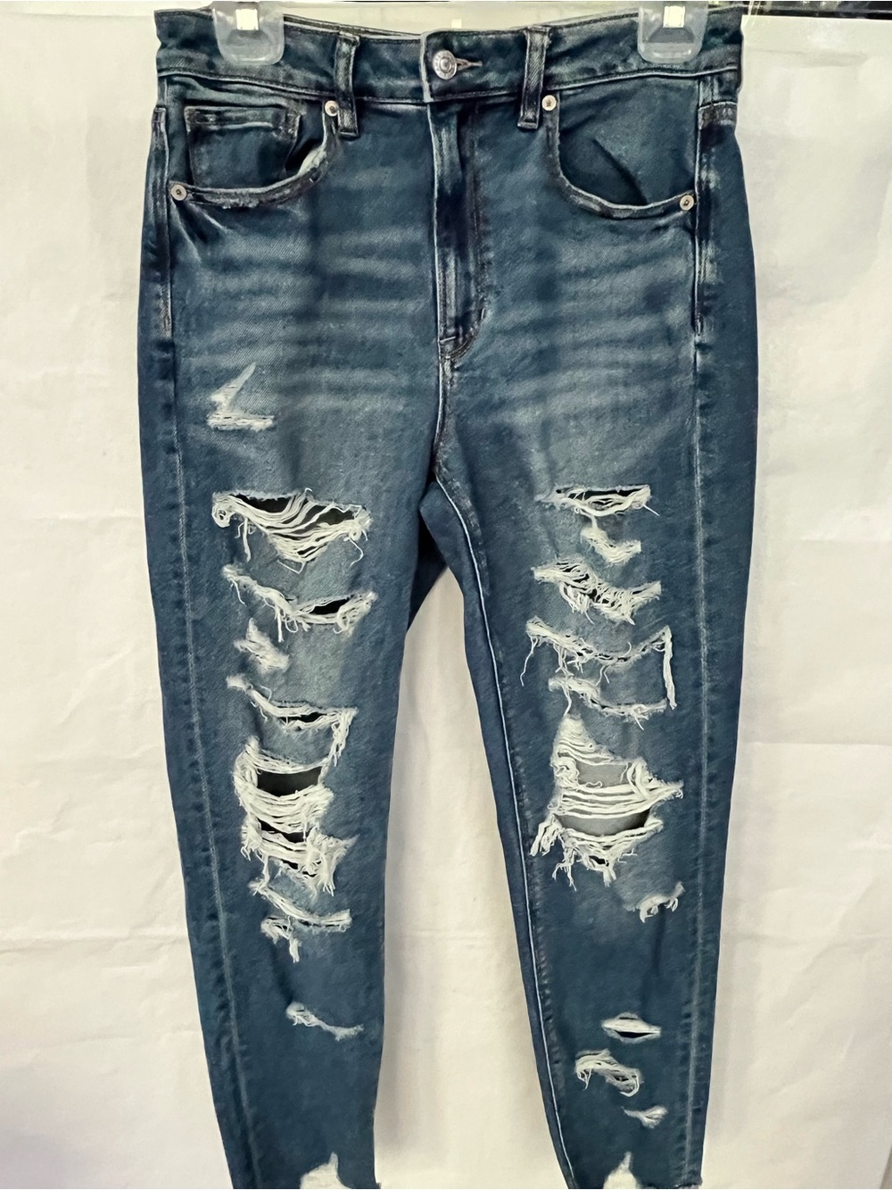 American Eagle Outfitters High-Rise Distressed Ripped Jeans - Dark Blue Size 6